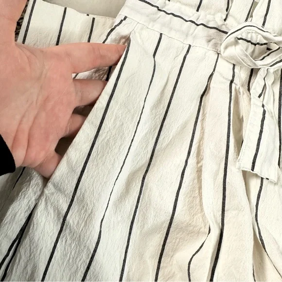 Zara Striped Cropped Wide Leg Paper Bag Pants - Picture 4 of 5